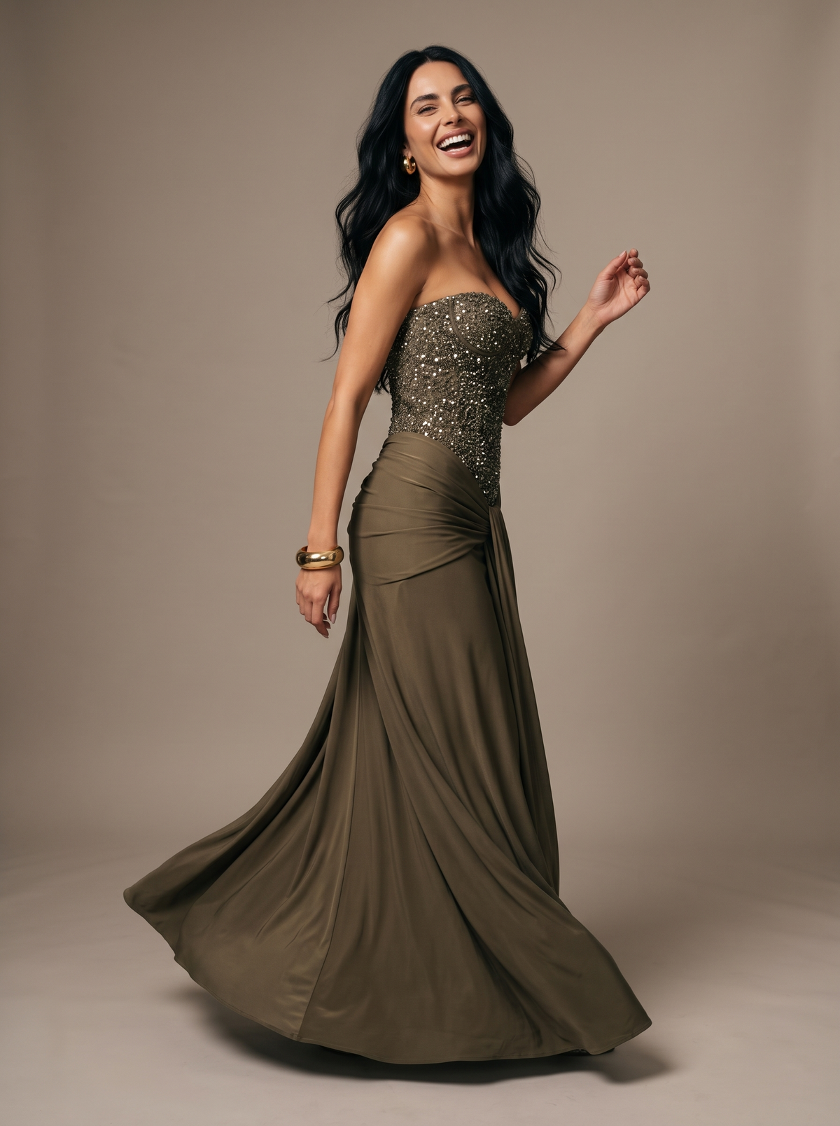 Nathalie Strapless Evening Gown White 5