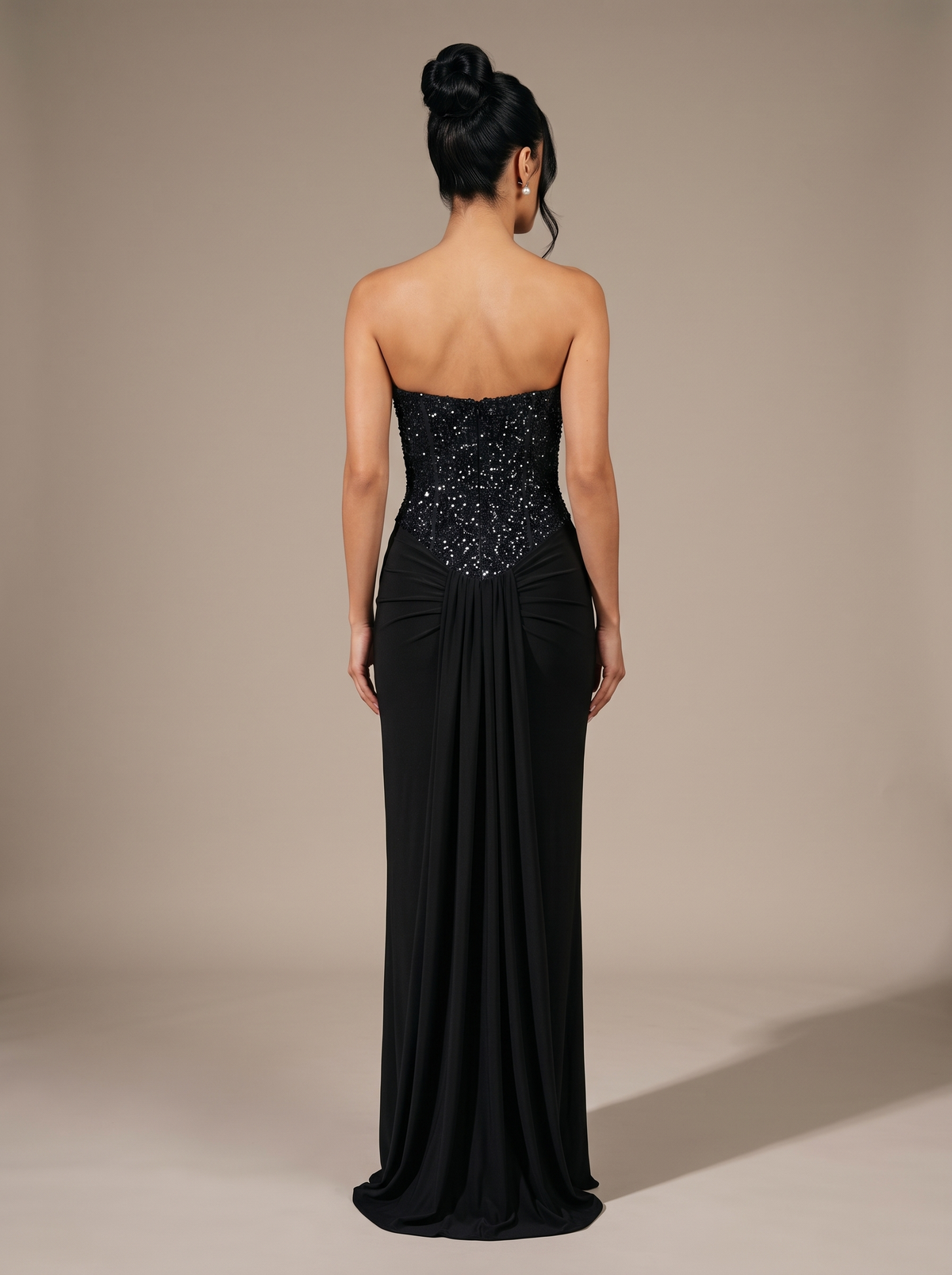 Nathalie Strapless Evening Gown Khaki 10