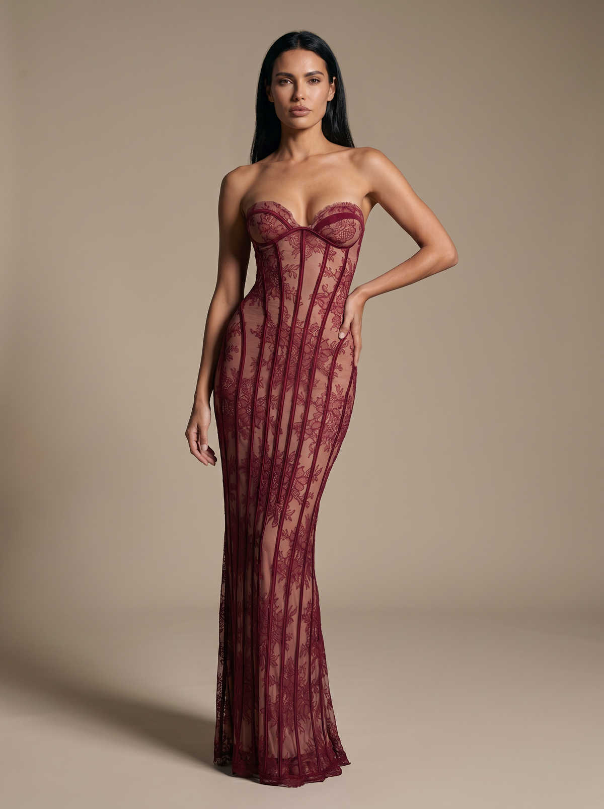 Savannah Maxi Dress Burgundy 5