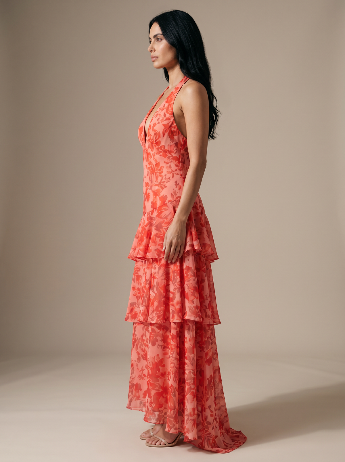 Elina Satin Maxi Dress Pink 3