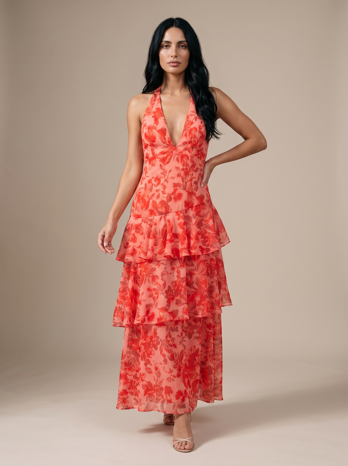 Elina Satin Maxi Dress Dark Rose 5