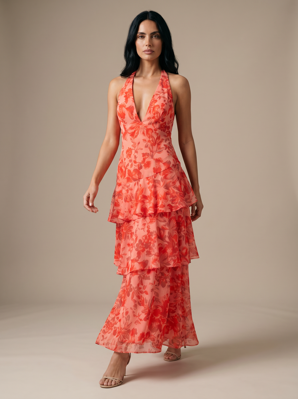 Elina Satin Maxi Dress Dark Rose 6