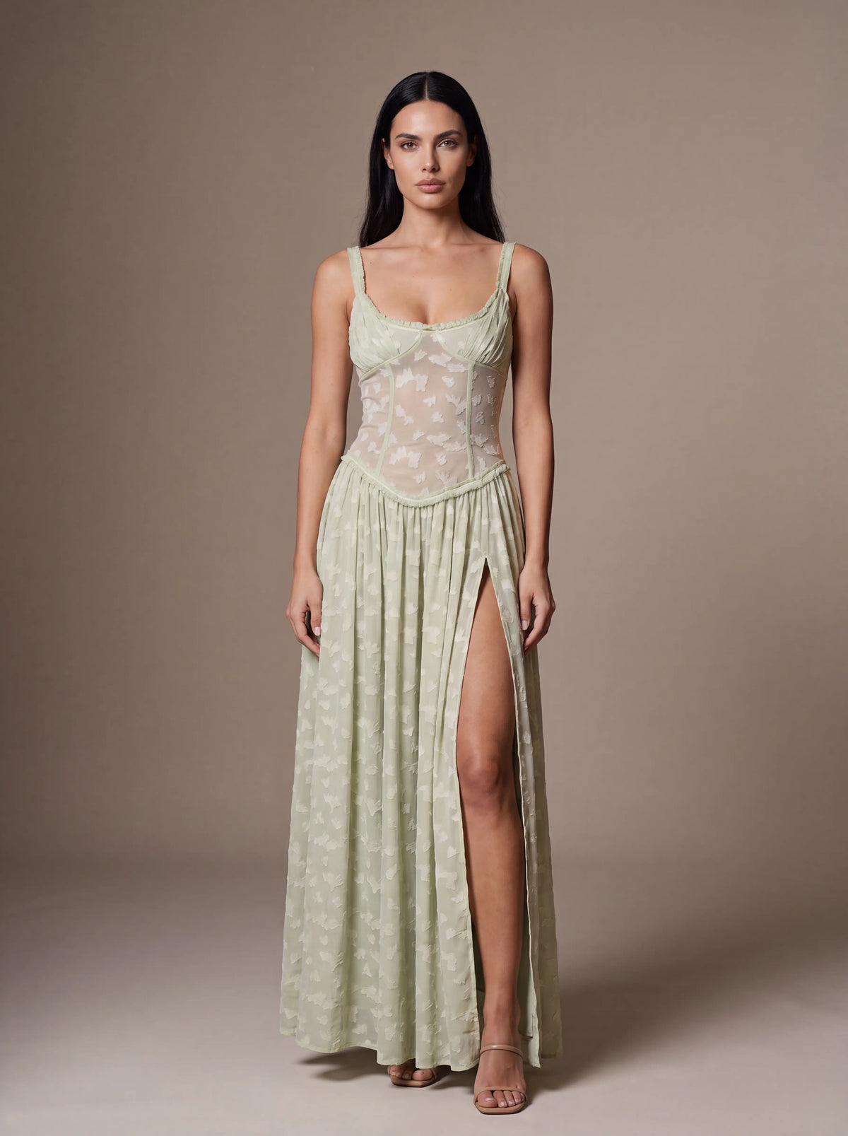 Grace Velvet Maxi Dress Golden Ivory 1