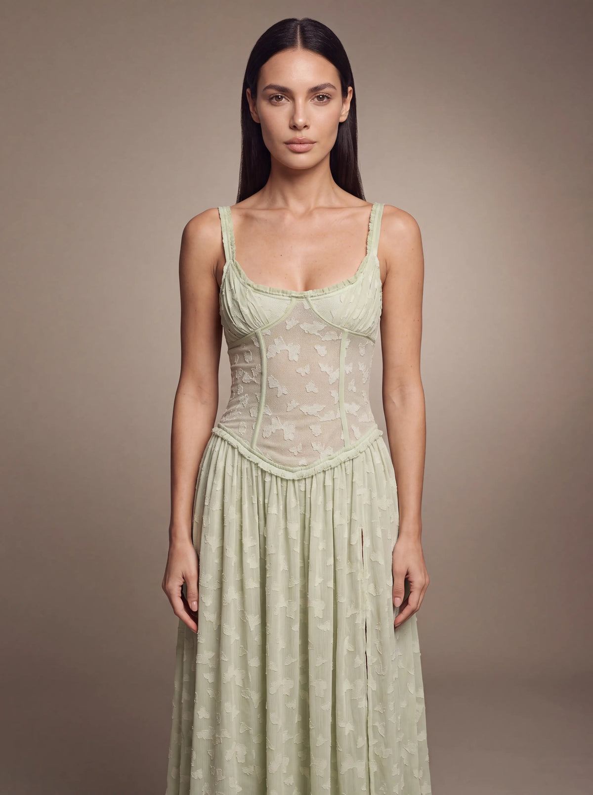 Grace Velvet Maxi Dress Golden Ivory 2