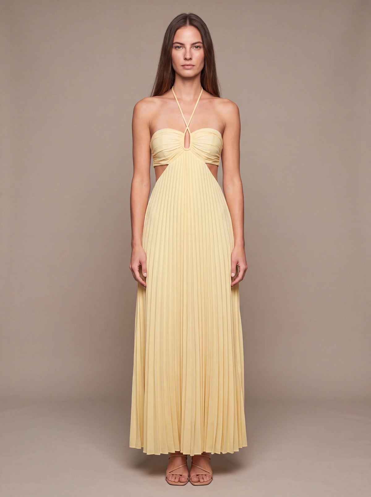Sienna Satin Maxi Dress Golden Ivory 1
