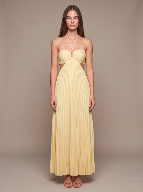 Sienna Satin Maxi Dress Golden Ivory 1