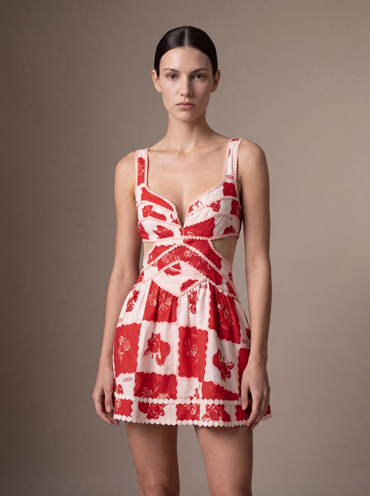 Nashi Velvet Mini Dress Red 2