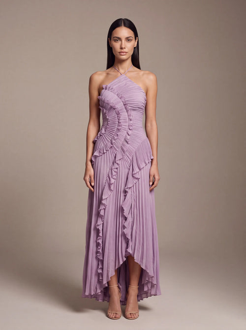 Aurelia Satin Maxi Dress Purple 1