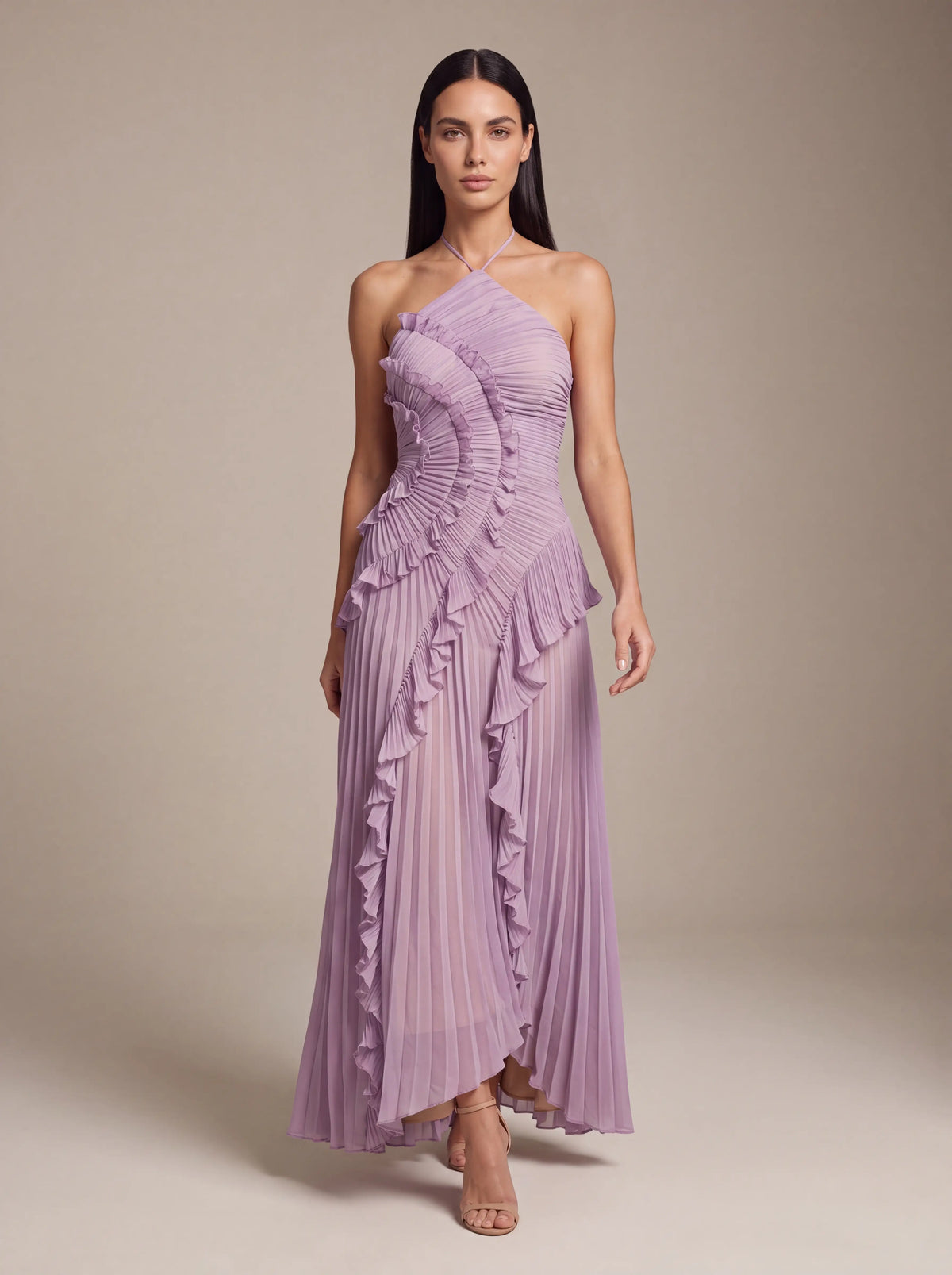 Aurelia Satin Maxi Dress Purple 5