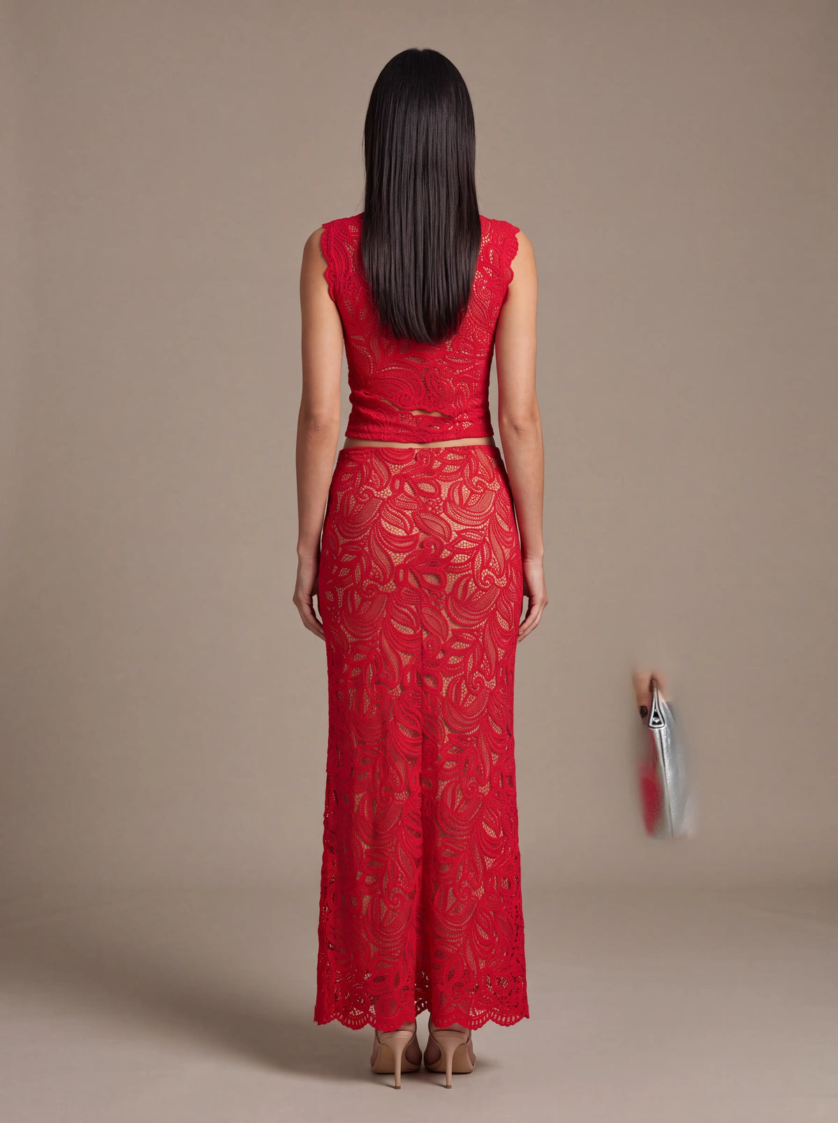 Lina Lace Slip Dress Red 9