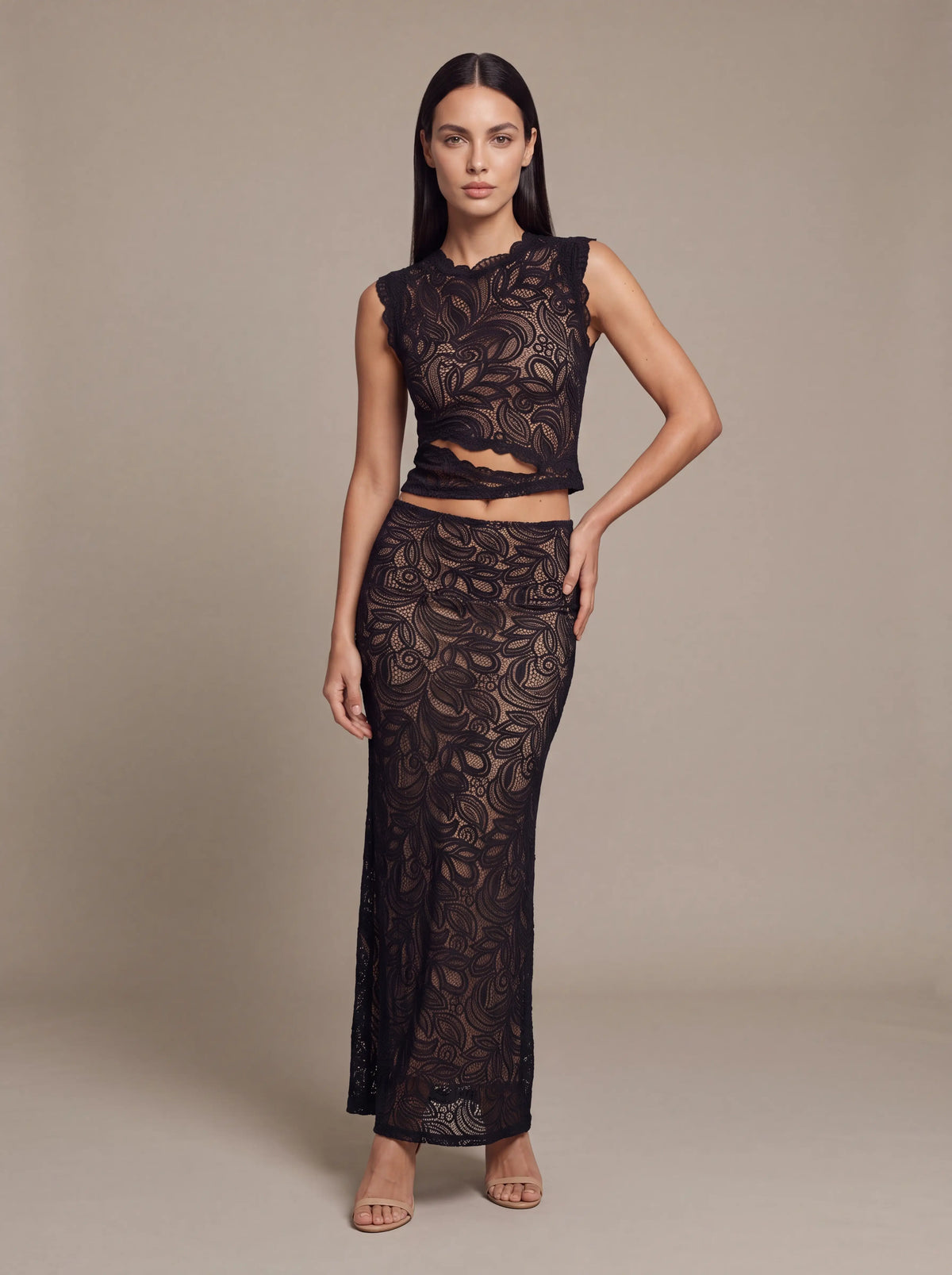 Lina Lace Slip Dress Black 6