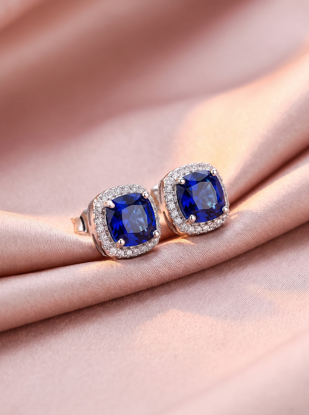 Celeste Sapphire Square Studs 1