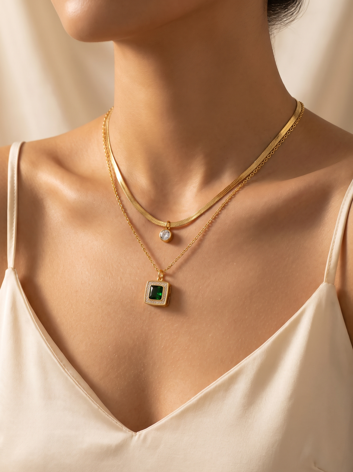 Aurelia Emerald Layered Necklace 2