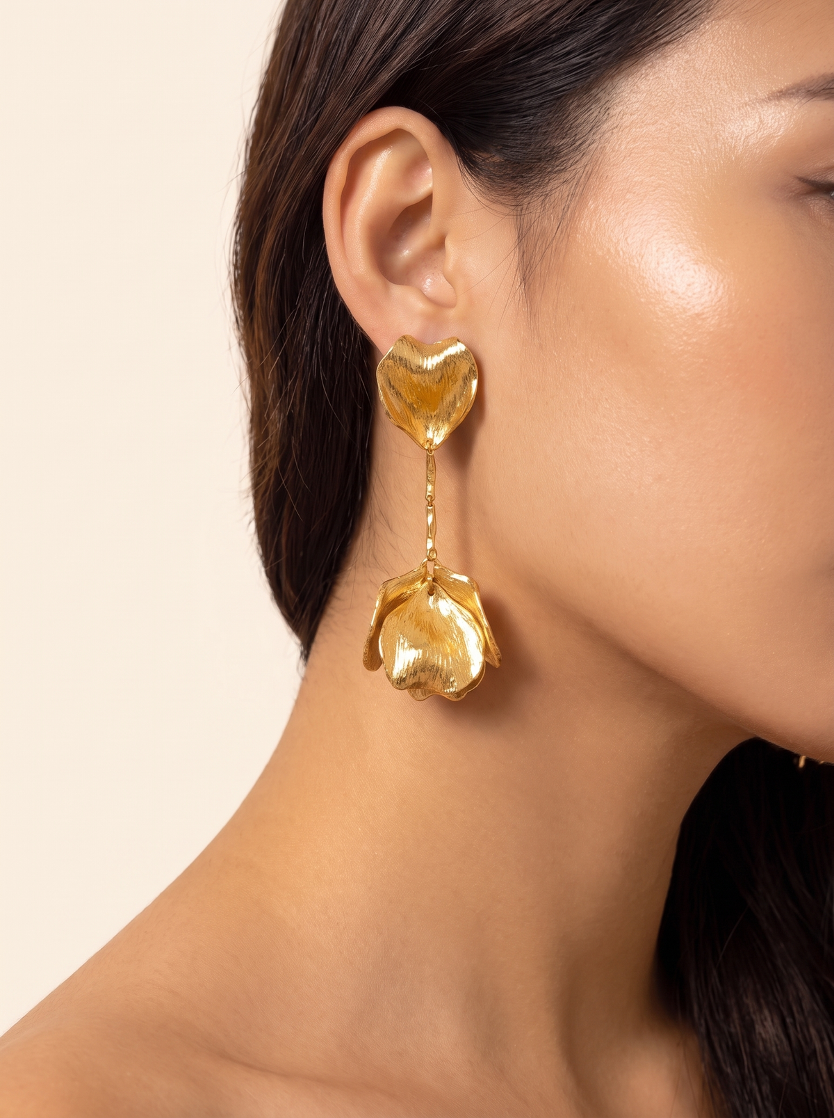 Margot Gold Petal Drop Earrings 2