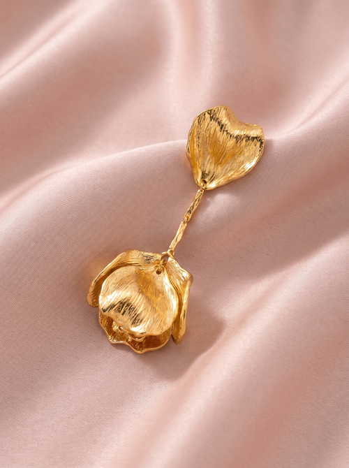Margot Gold Petal Drop Earrings 1