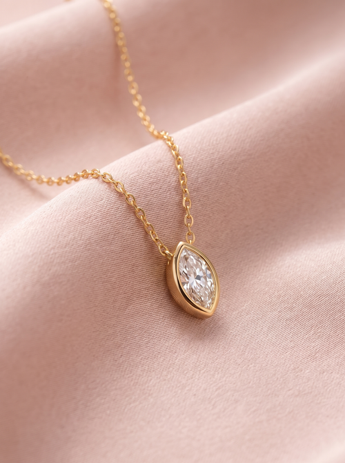 Isabelle Marquise Solitaire Pendant Necklace 1