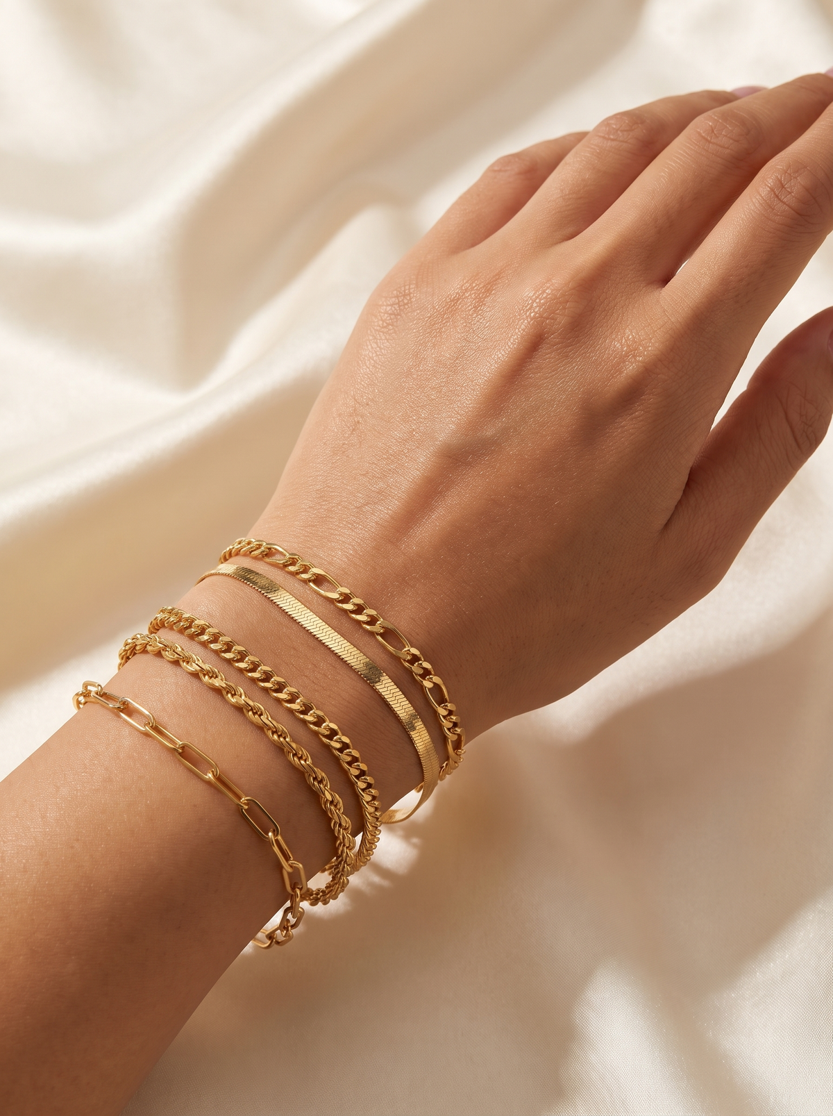 Helena Layered Gold Bracelet Set Gold 2