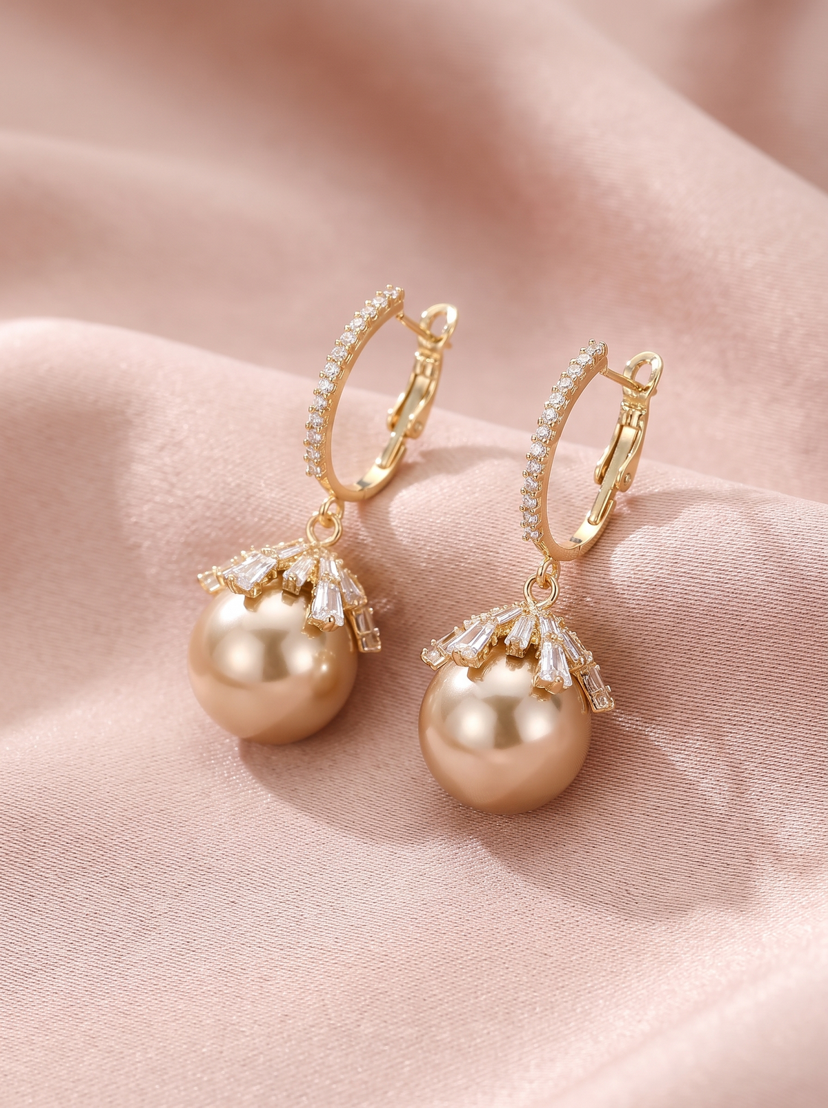 Esmeray Pearl Drop Earrings Gold 1