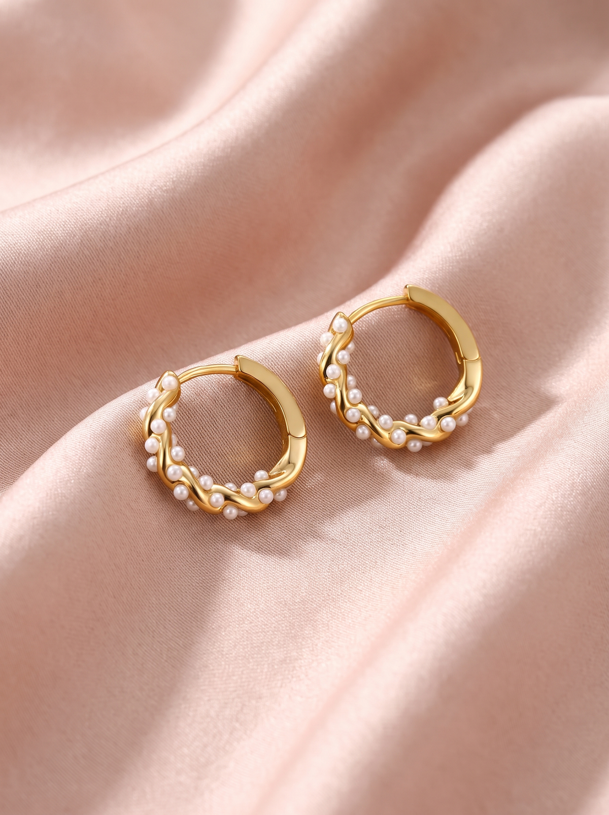 Isadora Twisted Pearl Hoop Earrings 1