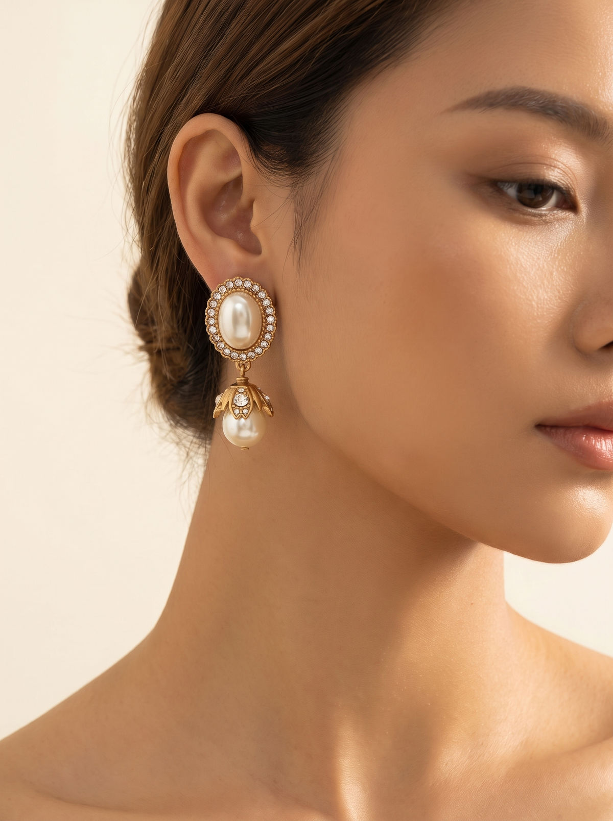 Melisande Pearl Frame Earrings Multi 2