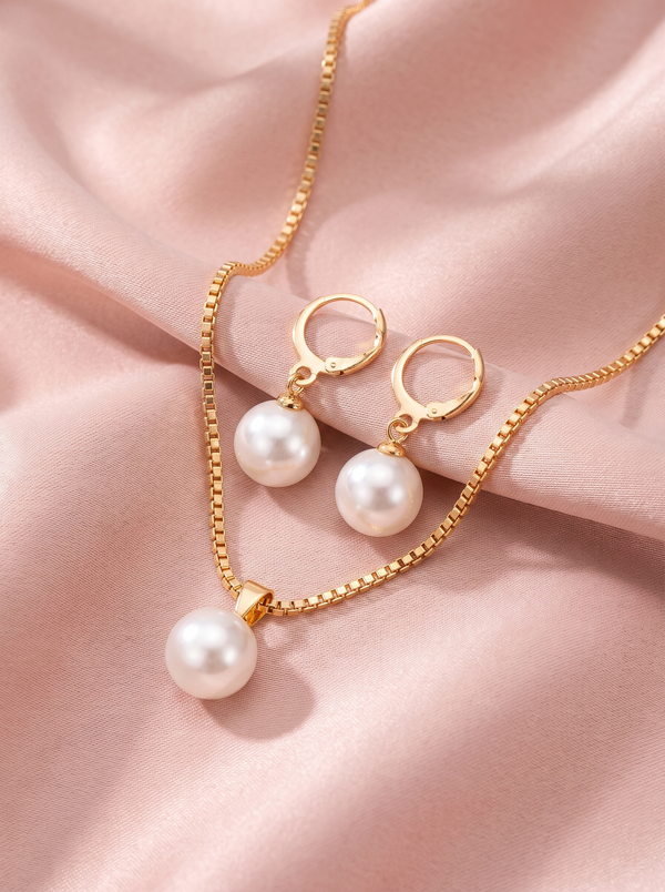 Zora – Elegant Pearl Necklace & Earrings Set