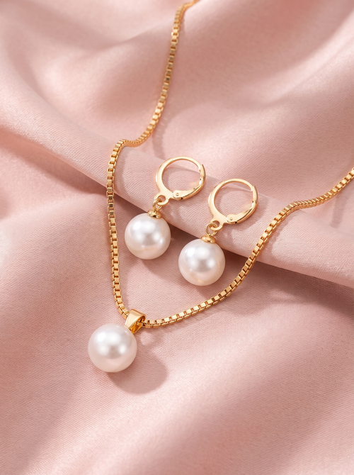 Zora – Elegant Pearl Necklace & Earrings Set Multi 1