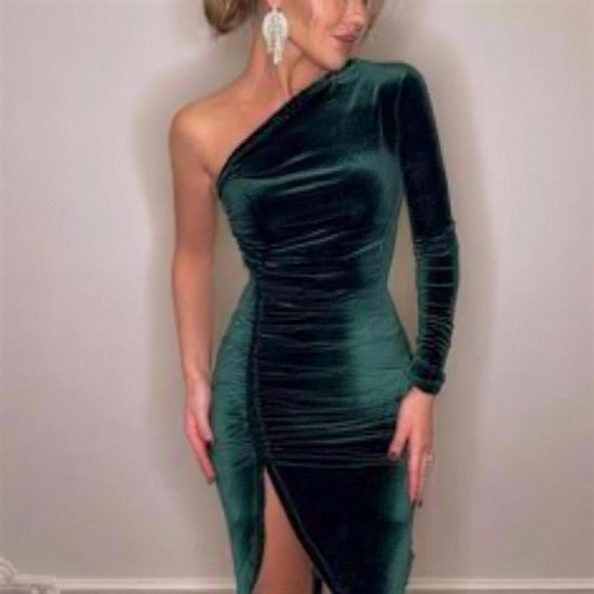 Vivienne Velvet One-Shoulder Dress 1