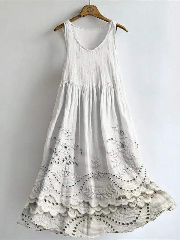 Iris Linen Floral Midi Dress Blue 1