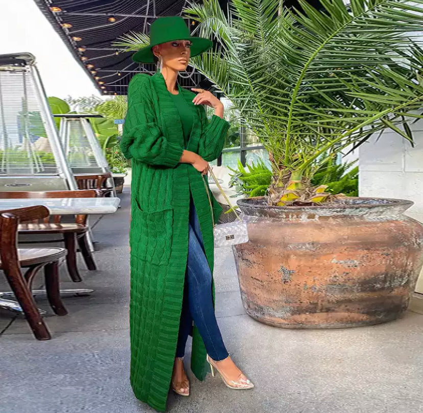 Influence Cardigan in Cream Kelly Green 1