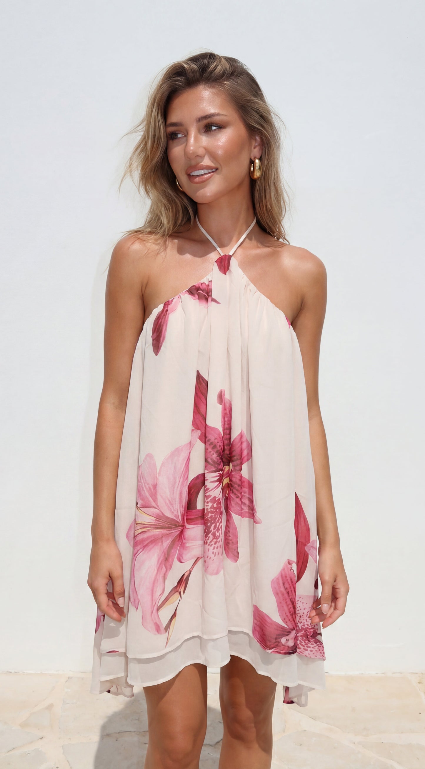 Margot Floral Mini Dress Cream Multi 9