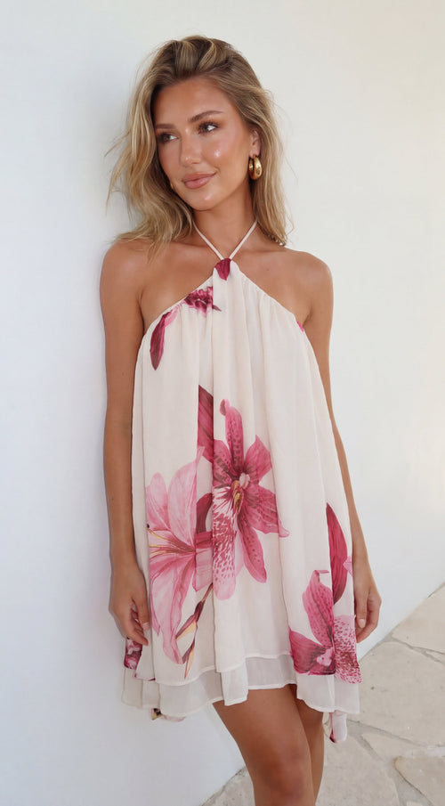 Margot Floral Mini Dress Cream Multi 1