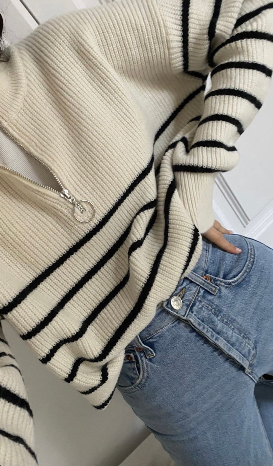 Juniper Striped Knit Sweater Black 4