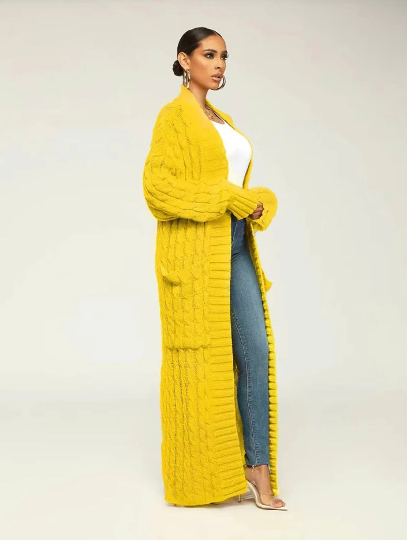 Influence Cardigan in Cream Mustard Yellow 2