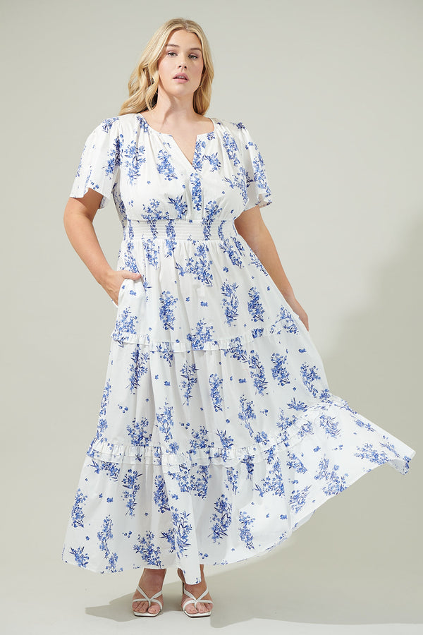 Bestia Floral Poplin Tiered Maxi Dress