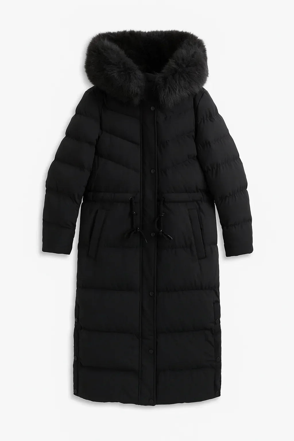 Elena Sherpa Hooded Puffer Coat Black 2