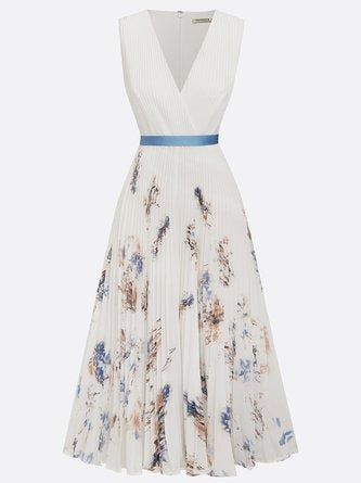 Margot Printed Pleated Dress White 5