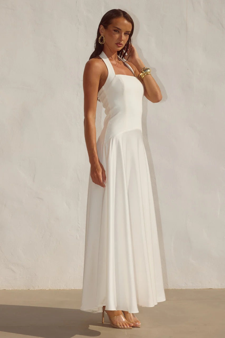 Odina Palm Maxi Dress Ivory 4
