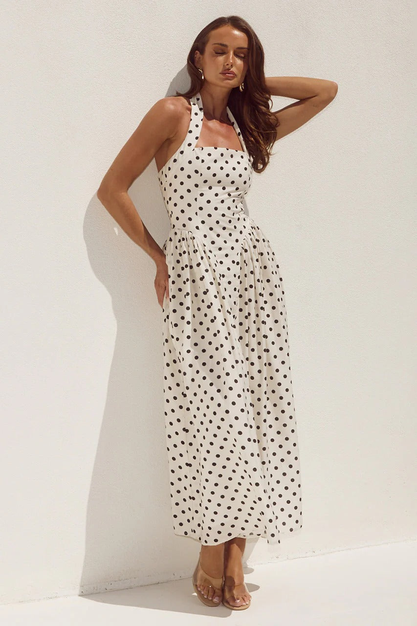 Sammi Polka Midi Dress Cream/Black Polka 4