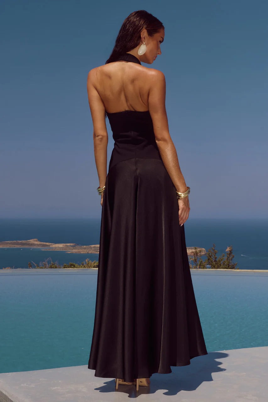 Odina Palm Maxi Dress Black 2