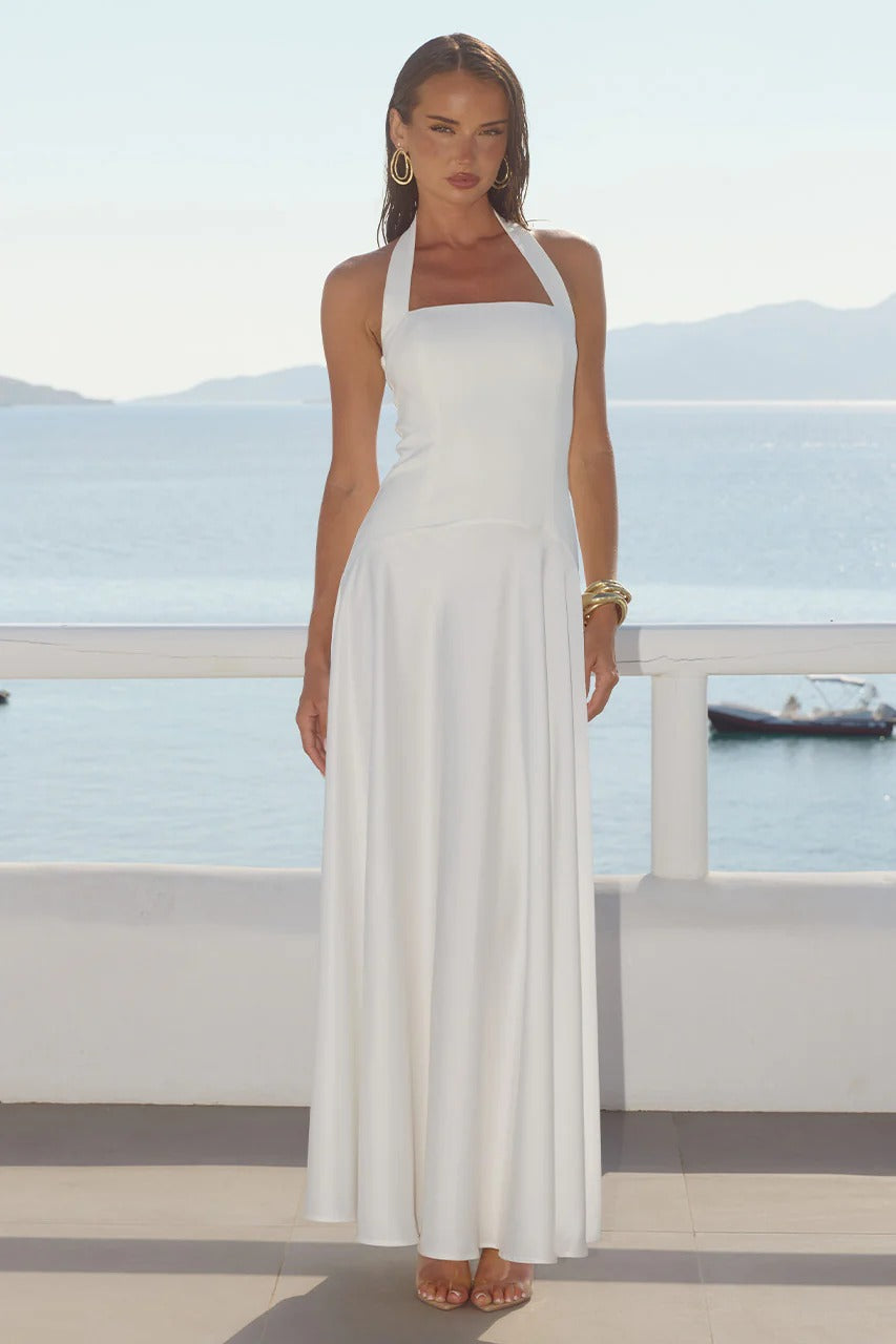 Odina Palm Maxi Dress Ivory 1