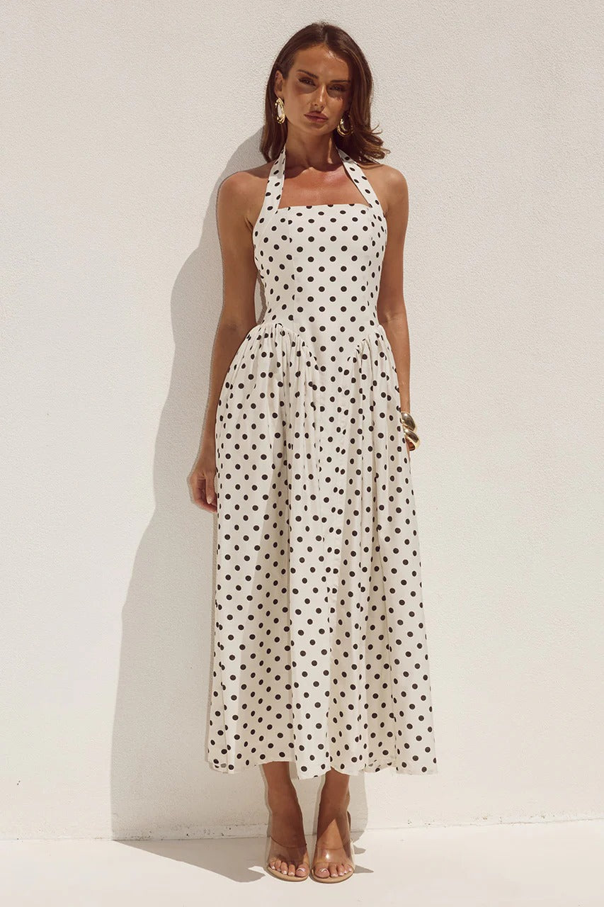 Sammi Polka Midi Dress Cream/Black Polka 1