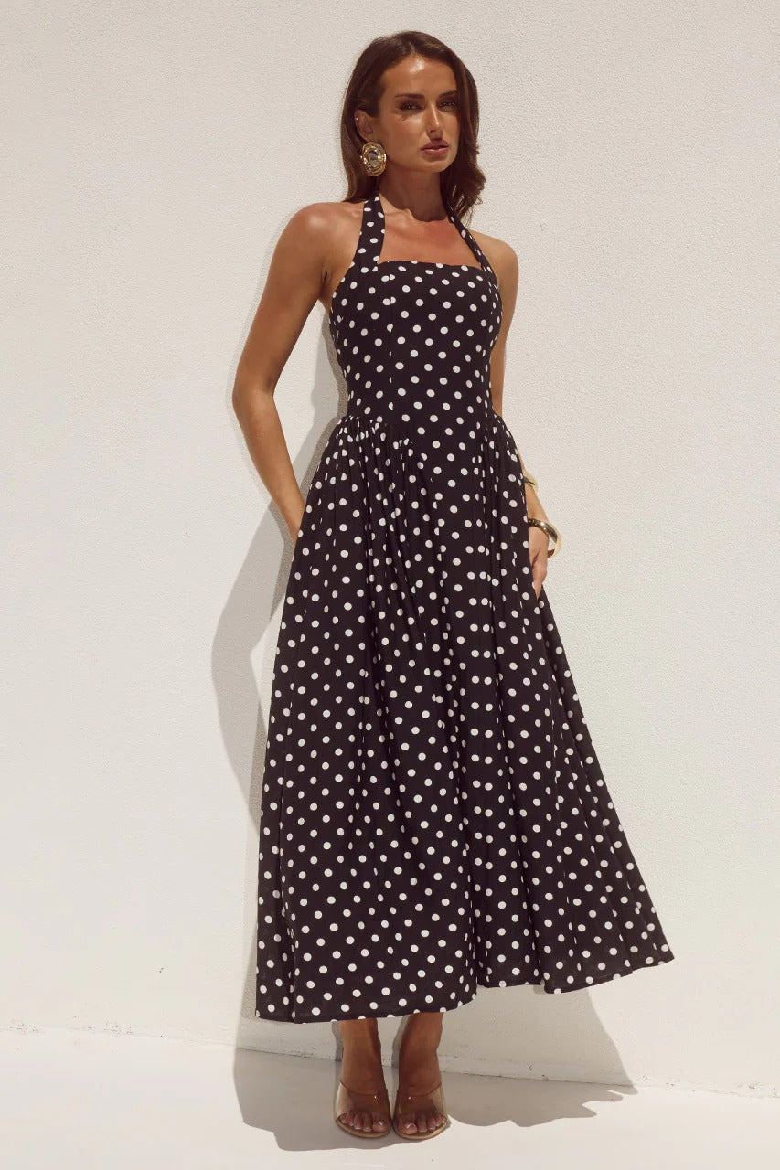 Sammi Polka Midi Dress Black/White Polka 3