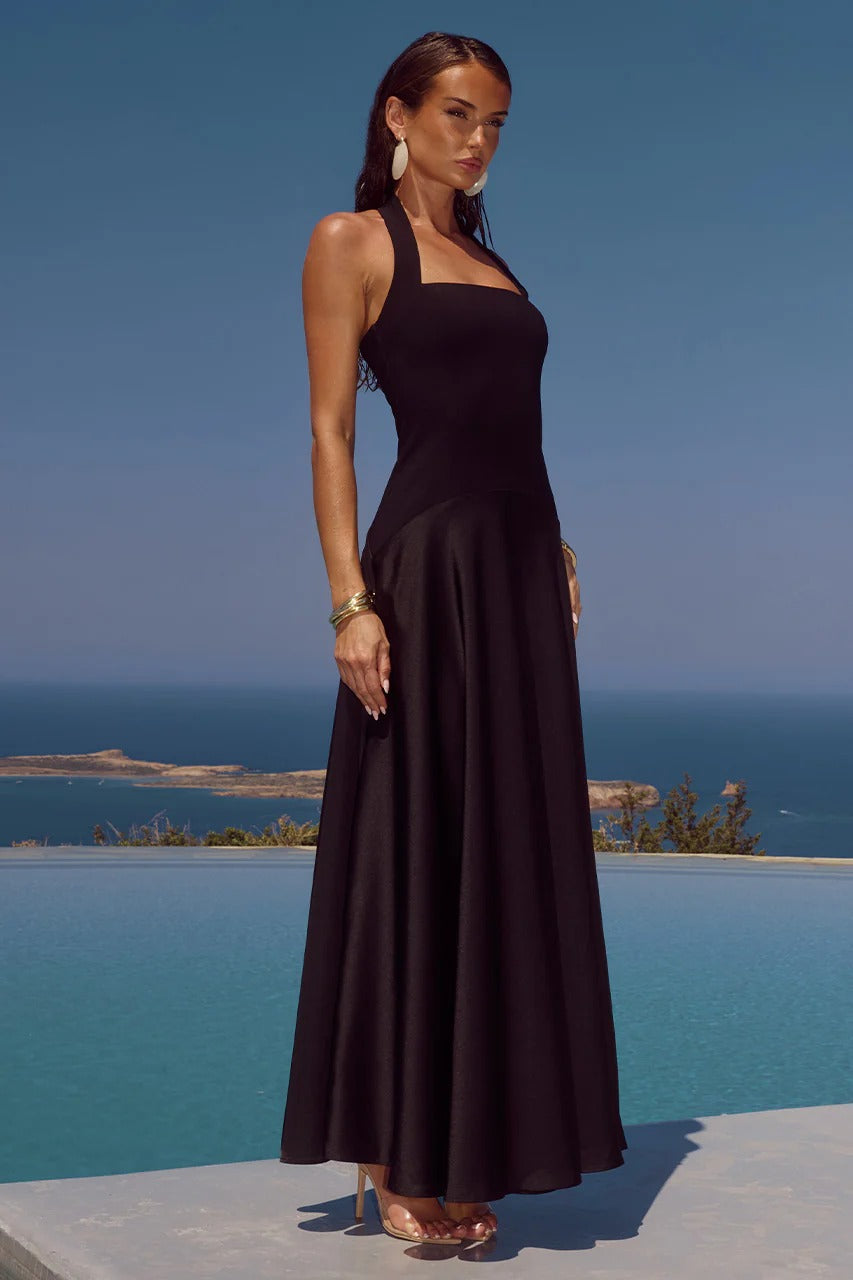 Odina Palm Maxi Dress Black 4