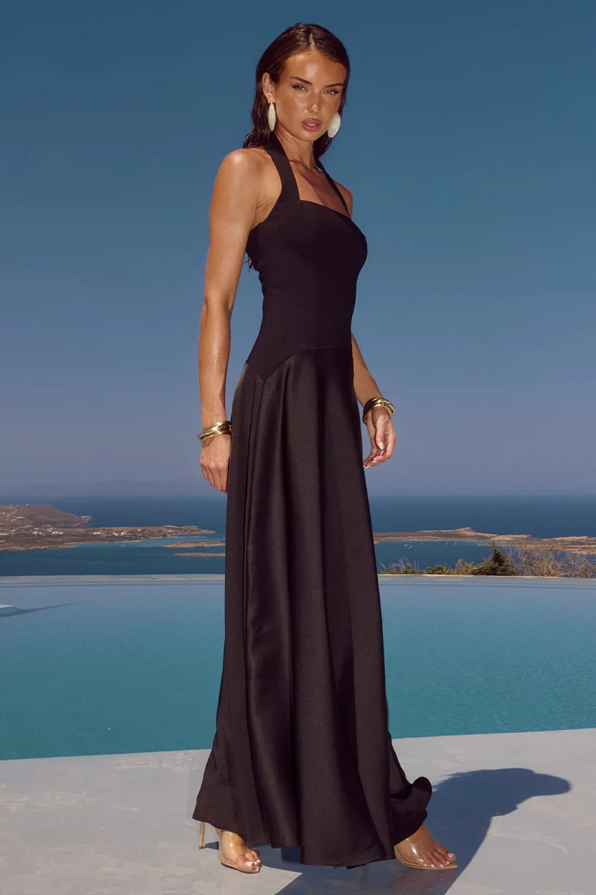 Odina Palm Maxi Dress Black 5
