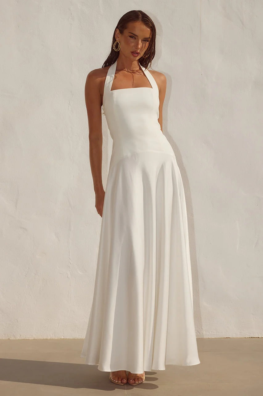 Odina Palm Maxi Dress Ivory 3