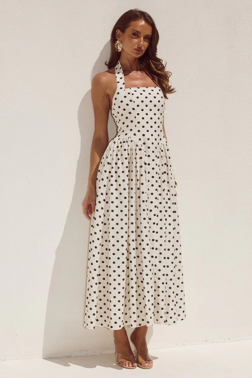 Sammi Polka Midi Dress Cream/Black Polka 3