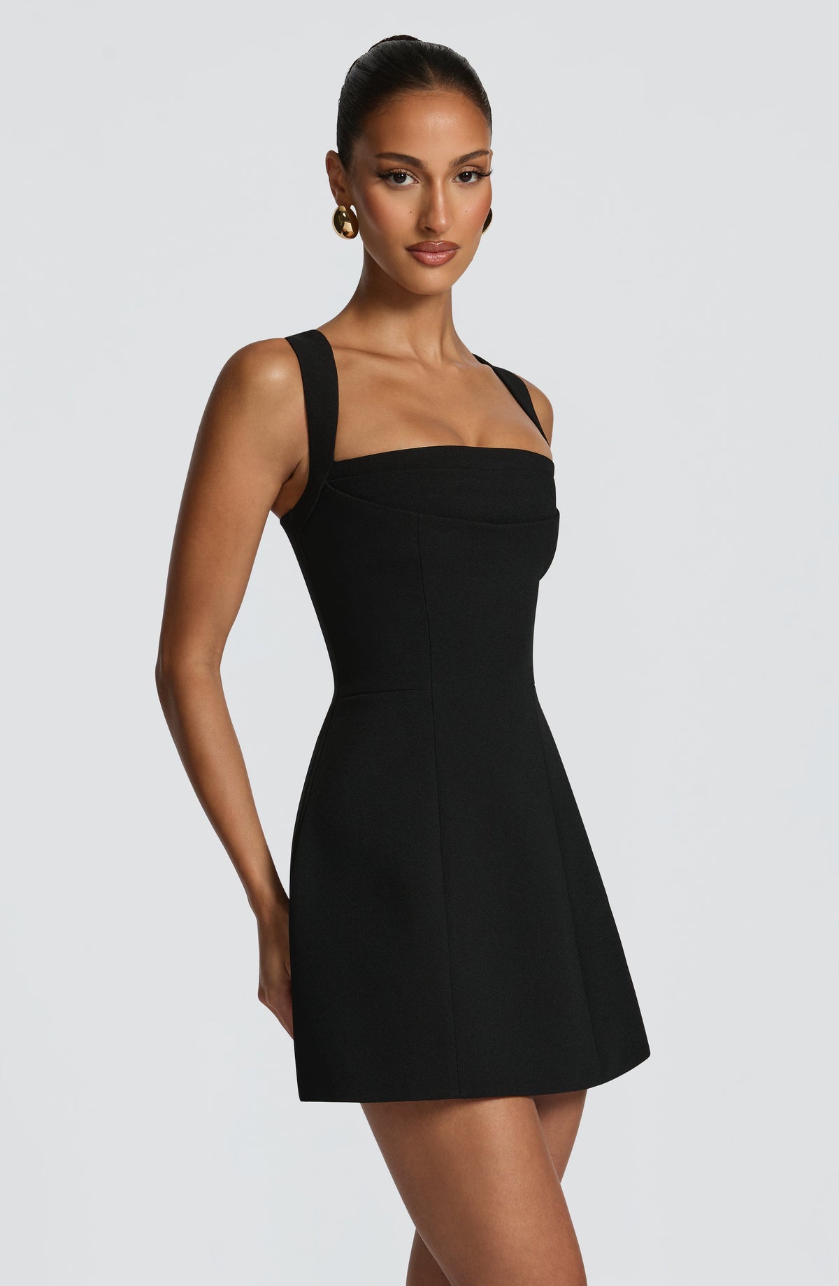 Iona Satin Mini Dress Black 3