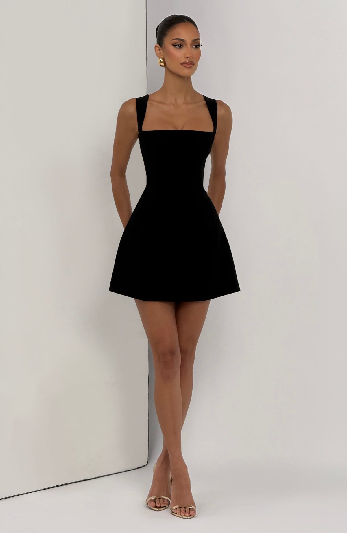 Iona Satin Mini Dress Black 5