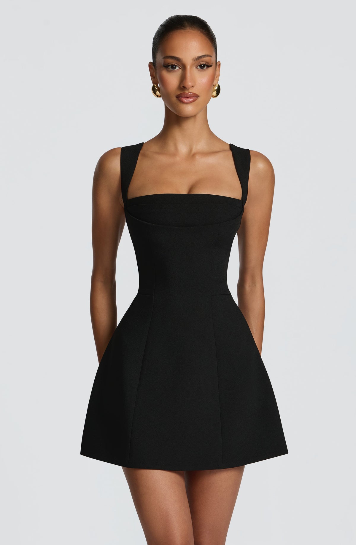 Iona Satin Mini Dress Black 1
