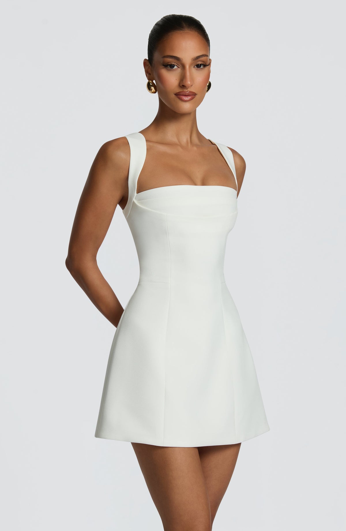Iona Satin Mini Dress Ivory 3